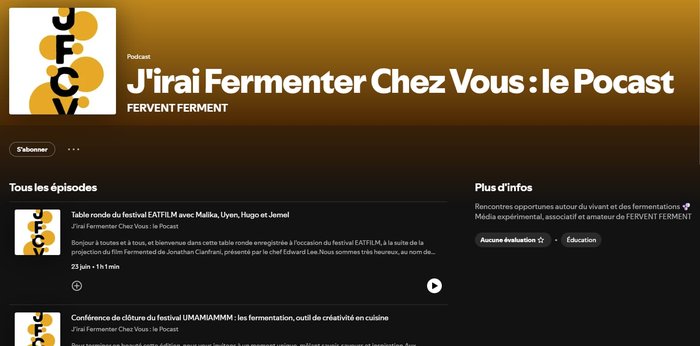 Page Spotify du podcast J'irai fermenter chez vous